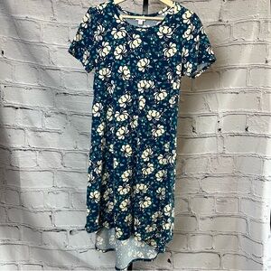 LuLaRoe Hi Low Short sleeve Blue and White Floral Carly dress